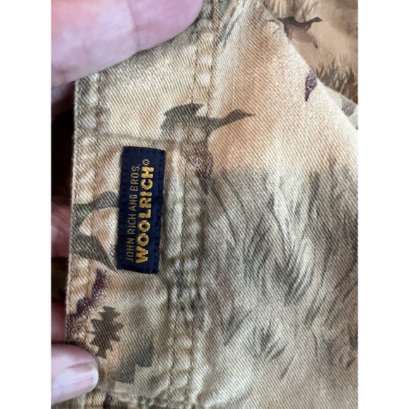 Woolrich Shirt Mens Beige Duck Print Button Up Outdoor Hunting Camping Large - Picture 10 of 16